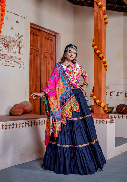 Rayon fabric Chaniya Choli in Navy Blue Color