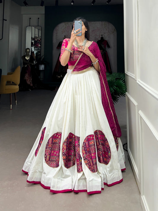 Pure cotton lehnga with chiffon dupatta