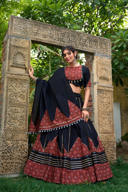 Pure Cotton Chaniya Choli in Bold Black Color