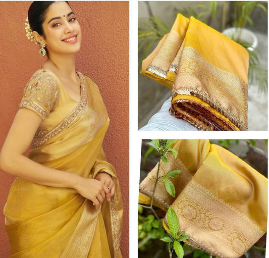 Banarasi tissue silk saree with lace